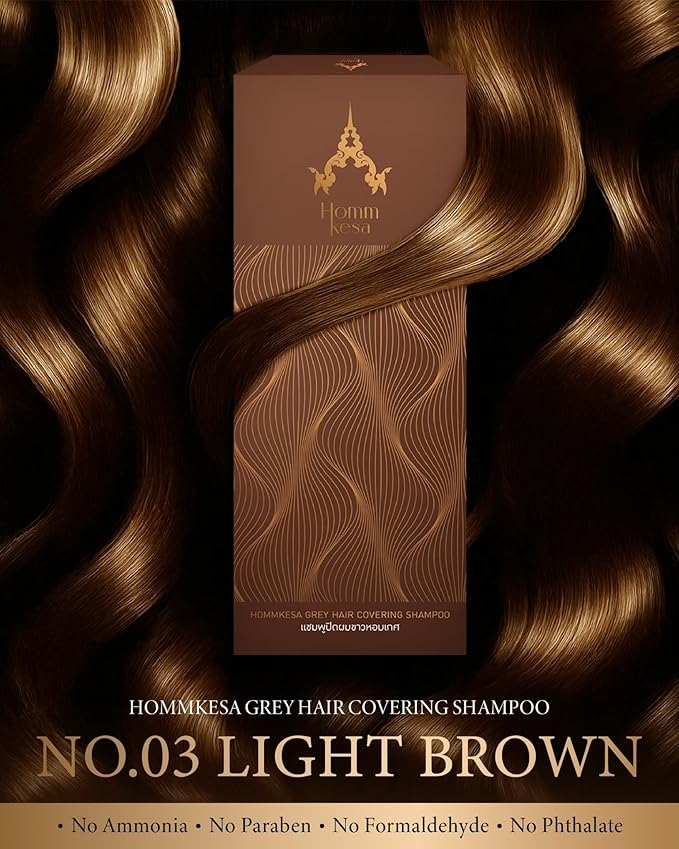 Grey Hair Covering Shampoo (6 Packet) – Premium 3-in-1 Hair Dye Shampoo For Grey Hair (Light Brown)