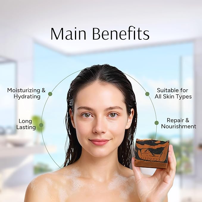 Marbela Cosmetics Pumpkin Spice Handmade Soap Bar - Made in USA, Vegan Friendly, Palm Oil Free, Natural Bar Soap - Gentle Face & Body Soap for Daily Skin Care, Moisturizing & Nourishing - 3.5 oz