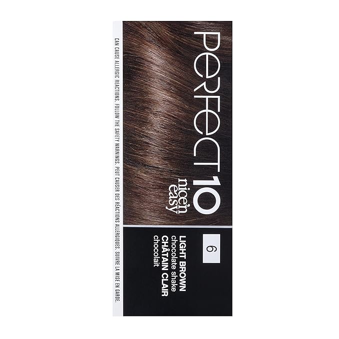 Clairol Nice'n Easy Perfect 10 Permanent Hair Dye, 6 Light Brown Hair Color, Pack of 2