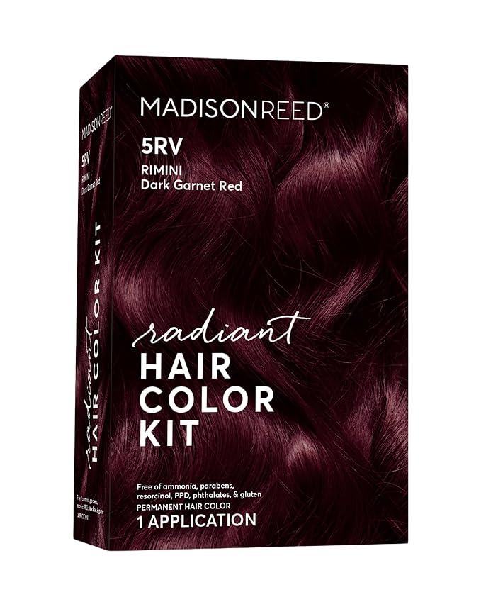 Madison Reed Radiant Hair Color Kit - 5RV Dark Garnet Red with Vibrant Red Violet Tones (Rimini Garnet) Vivid Color Permanent Hair Dye, PPD-Free & Ammonia-Free, 1 Pack