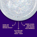 UNICORN SNOT Holographic Face Glitter & Body Glitter Gel | Holiday Glitter Makeup: Stocking Stuffers & Christmas Gift | Hair Glitter, Vegan & Cruelty Free, 1.7 oz Silver Glitter (Disco)