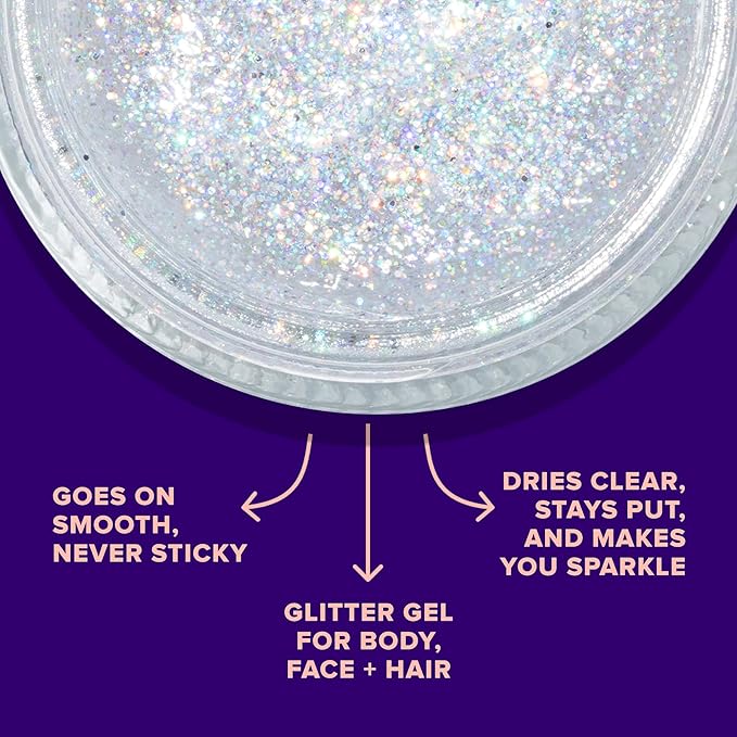 UNICORN SNOT Holographic Face Glitter & Body Glitter Gel | Holiday Glitter Makeup: Stocking Stuffers & Christmas Gift | Hair Glitter, Vegan & Cruelty Free, 1.7 oz Silver Glitter (Disco)