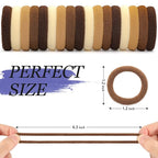 Brown Cotton Hair Ties - 100PCS Seamless Thick Elastic Ponytail Holders, No Crease, No Damage for Women, Kids, and Babies