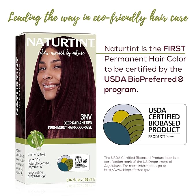 Naturtint 3NV Radiant Red Permanent Hair Color (Pack of 1), Ammonia Free, Vegan, Cruelty Free, up to 100% Gray Coverage, Long Lasting Results (Packaging may vary)