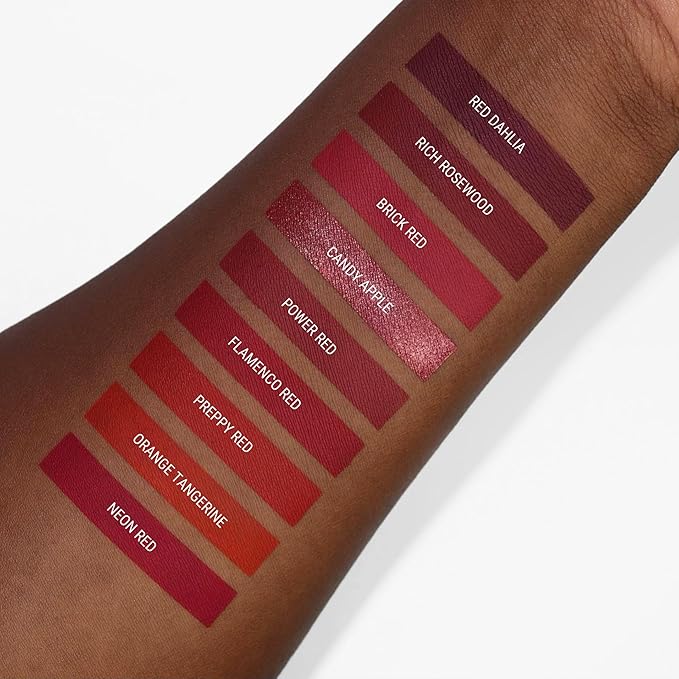 Aromi Matte Liquid Lipstick | Long-Lasting, Dark Red, Maroon Lip Color with Blue Undertones, Smudge Proof, Waterproof, Vegan Makeup (Power Red)