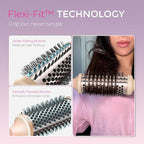 TYMO Thermal Brush Curling Brush - STYLUX 1.7 Inch Blowout Volumizer with Flexi-Fit for Hair Straightening, Heated Round Styler Tool, Hair Straightener and Curler 2 in 1, Dual Voltage, Pink