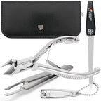 3 Swords Germany - Brand Quality Professional Toe Nail Nipper Set Stainless Steel INOX Wave Nipper, Head Cutter, Nail File Finger Clipper, Tweezers with case for ingrown Toe Nails by 3 Swords (202)