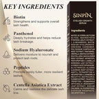 Natural Lash Growth Serum – See Visible Results in 4 Weeks | SINPIN Eyelash Serum without Prostaglandin, Enriched with Biotin, Panthenol & Peptides for Longer, Thicker Lashes, 5ML