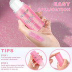 Roll-on Face Body Glitter Gel for Women and Kids, 50ml Large Capacity Holographic Chameleon Color Changing Glitter Gel Shimmer Makeup for Singer Concert Festival Rave Accessories, Holographic Pink