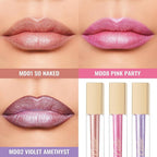 Oulac Metallic Shine Liquid Lipstick Set for Women, Dual Use for Lips & Eyeshadow, Long Lasting Lip Gloss, Metallic Matte High Impact Lip Color No Transfer Vegan Formula, 4.5ml, MD01+02+08