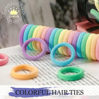 Hair Ties for Women And Kids, 100PCS Seamless Thick Cotton Hair Band, Elastic Baby Hair Ties No Damage Ponytail Holder, Multicolor