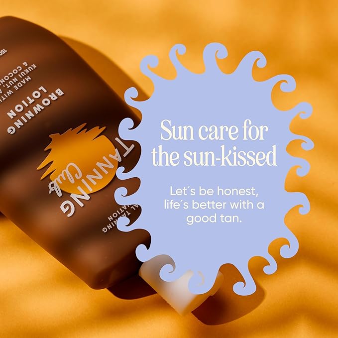 Tanning Club - Browning Lotion - Sun Tanning Accelerator with Kukui Nut, Argan, and Coconut Oils - Botanical Formula for Dark Tan - 150 mL