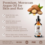 Bella Terra Oils - Argan Oil 8 oz - Pure Moroccan Elixir, Enhances Shine in Hair, Deeply Nourishes Skin