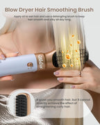 Ukliss Hair Dryer Brush 6 in 1, Hot Air Brush & Styler with ALCI Safety Plug, Ionic Blow Dryer Brush for Frizz Free Salon Blowout, Volumizing & Auto Curls, for Fine to Normal Hair,White