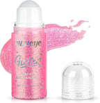 Roll-on Face Body Glitter Gel for Women and Kids, 50ml Large Capacity Holographic Chameleon Color Changing Glitter Gel Shimmer Makeup for Singer Concert Festival Rave Accessories, Holographic Pink