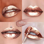 Nude Lipsticks for Women Metallic Lipstick Long Lasting Non Stick Cup Lip Gloss, Shimmer Lightweight Hydrating Full Coverage Lip Color, DP117 Coconut