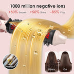 Infrared Thermal Brush, 1.65 inch Heated Round Brush for Blowout Look, Dual Voltage, Negative Ion Thermal Hair Tools, 6 Temperature, No Damage, Pink Gifts for Women