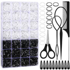 Rubber Bands for Hair, 1500 Pcs Elastic Hair Bands Baby Girl Hair Ties Mini Hair Rubber Bands with 4 Hair Styling Tools 10 Hair Clips Hair Accessories for Toddler Baby Girl Kids