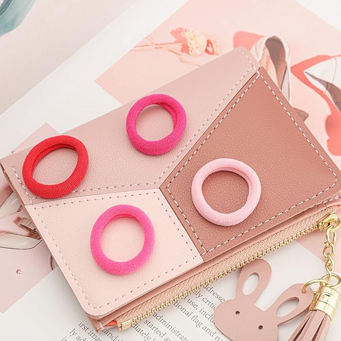 100 pcs No Break Hair Ties fitting Kit, and limited-time Starter Kit | Gentle for any hair type with no slipping or snagging Color mixing(Red)