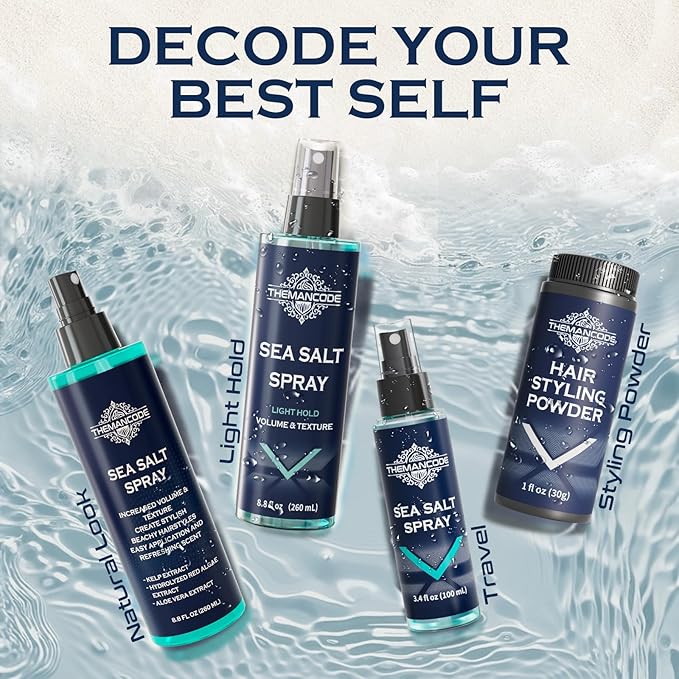 Sea Salt Spray for Men, Light Hold Thickness, Texturizing Hairspray, Valentines Day Gifts for Him, Stocking Stuffers for Man, Surf Spray Adds Instant Volume, Travel Essentials, Christmas Gift, 8.8 Oz