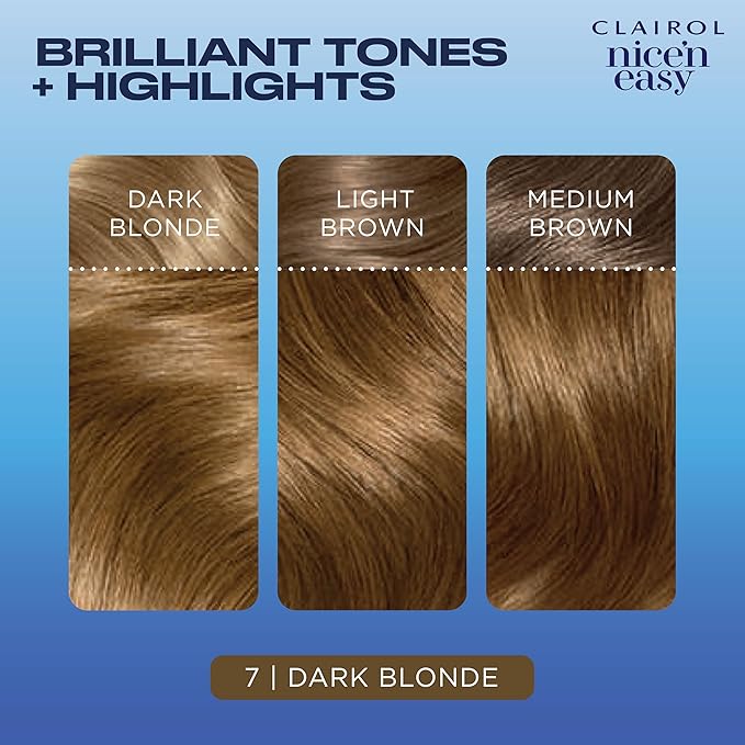 Clairol Nice'n Easy Permanent Hair Dye, 7 Dark Blonde Hair Color, Pack of 3