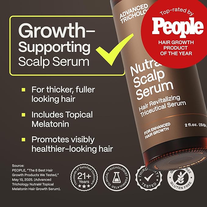 NutraM™ Hair Growth Serum – Dermatologist Tested, Approved* by American Hair Loss Association | Scalp DHT Blocker for Thinning Hair Men and Women, Backed by 20 Years of Hair Regrowth Clinic Experience