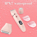 3-in-1 Electric Razor IPX7 Waterproof Bikini Trimmer Wet & Dry Use Painless Personal Trimmer Groomer for Ladies Face Body Legs Bikini Public Hairs Electric Lady Shaver with Replaceable Heads