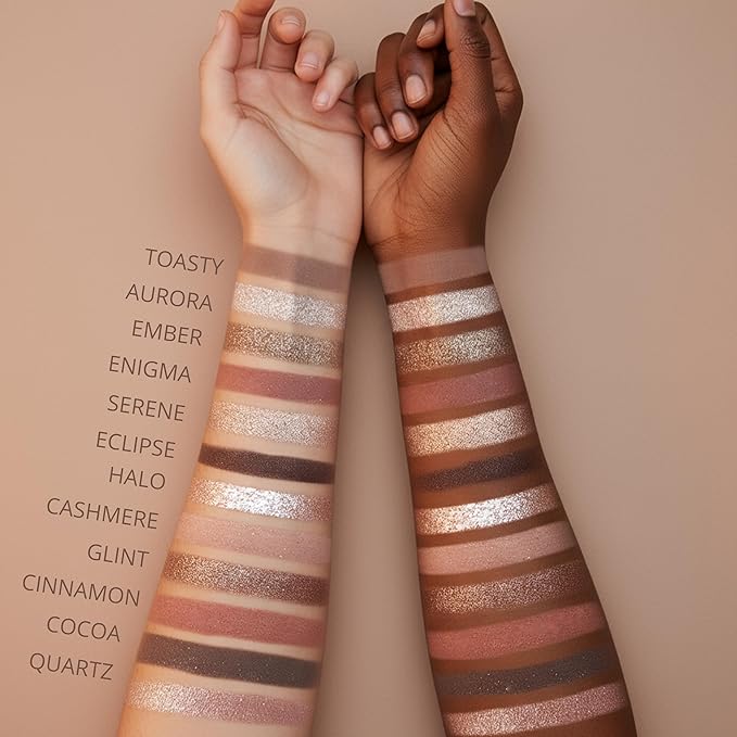 Lamora Nude Eyeshadow Palette - 12 Soft Pink Rose Shadows, Multi-Use Eye Makeup Palette with Matte & Shimmer Finishes, Ultra-Blendable Everyday Neutrals, Long-lasting Wear, Travel Makeup with Mirror