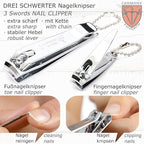 3 Swords Germany - brand quality 5 piece manicure pedicure grooming kit set for professional finger & toe nail care scissors clipper fashion leather case in gift box, Made by 3 Swords (00804)