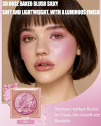 Baked Powder Blush, Lightweight Shimmery Highlight Blusher for Cheeks, Silky Smooth and Blendable Powder Blush Palette, Long-lasting All-Day Face Enhancing Makeup Color, Makeup Gift for Women Girls-01