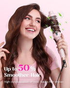 Wavytalk Thermal Brush, Blowout Express 1.5 Inch Negative Ion Thermal Round Brush Creates Blowout Look Makes Hair Shinier & Smoother, Dual Voltage, Easy to Use (Pink)