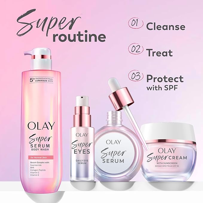 Olay Super Cream with Sunscreen SPF 30, Lightweight Face Moisturizer with Sun Protection, 5-in-1 Skin Care Benefits - Hydrating, Brightening, Firming - Niacinamide, Vitamin C, Collagen Peptide, 1.7 oz