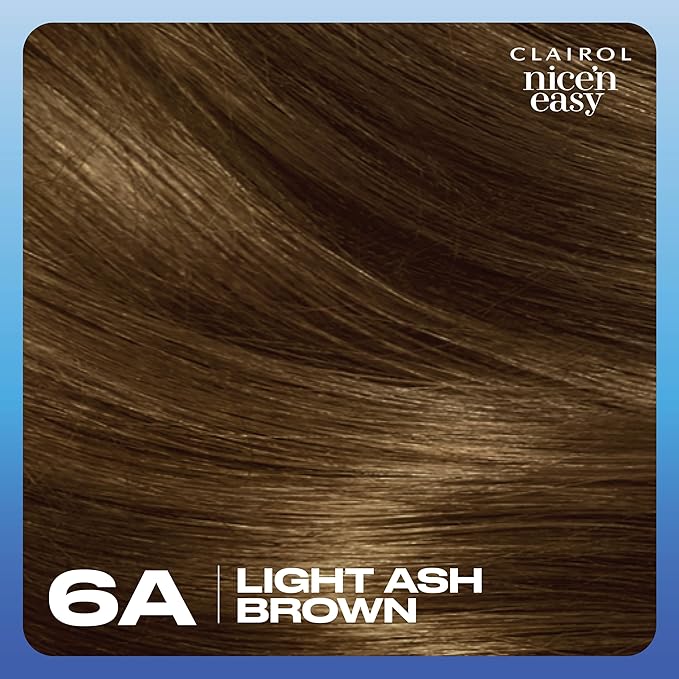 Clairol Nice'n Easy Permanent Hair Dye, 6A Light Ash Brown Hair Color, Pack of 1