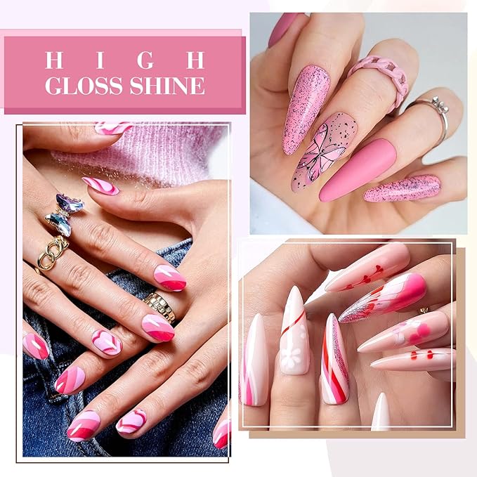 CANNI 6Pcs 9ml Pink Gel Nail Polish Set- Hot Pink Gel Polish Kit DIY at Home Salon Valentines Day Christmas New Year's Gifts for Girls