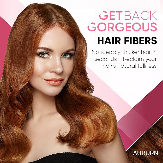 GBG Hair Fibers for Thinning Hair & Bald Spots (Auburn) - 25g Bottle - Conceals Hair Loss - Instant Cover Up & Volume in 30 Seconds, Hair Powder for Women & Men - Cruelty Free
