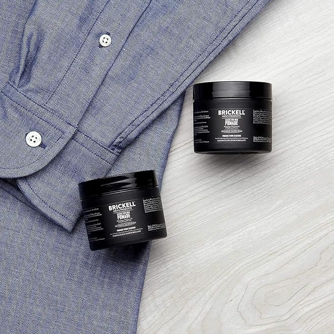 Brickell Men's Hair Styling Firm Hold Pomade for Men, Natural & Organic With Strong Hold & High Shine Finish, 2 Ounces, Scented