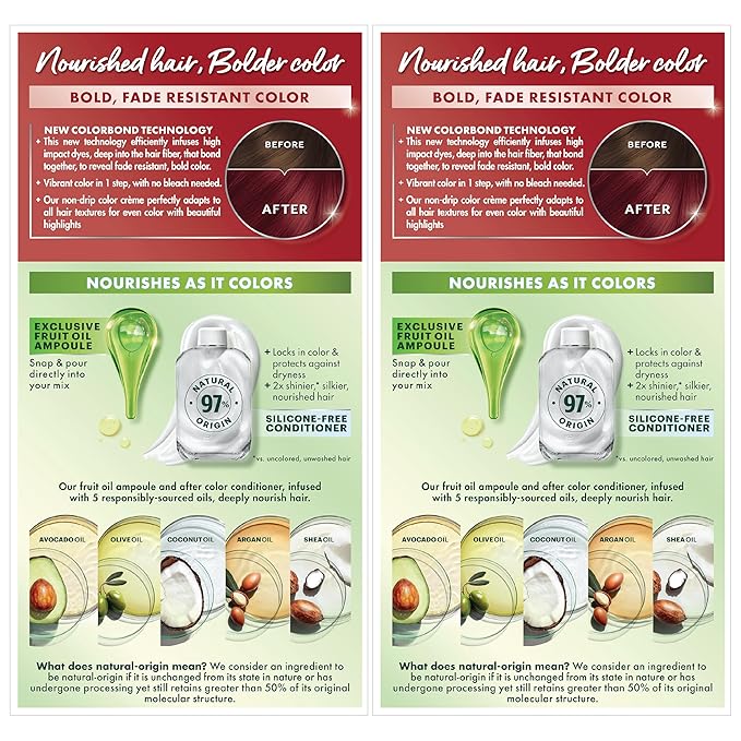 Garnier Hair Color Nutrisse Ultra Color Nourishing Creme, R3 Light Intense Auburn (Red Hibiscus) Permanent Hair Dye, 2 Count (Packaging May Vary)