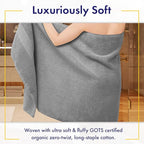 100% Organic Luxury Bath Sheets - GOTS Certified - Extra Large 35x70 Inches (Pack of 2) Zero-Twist, Long-Staple Cotton Bath Sheet Set (Pewter Grey)