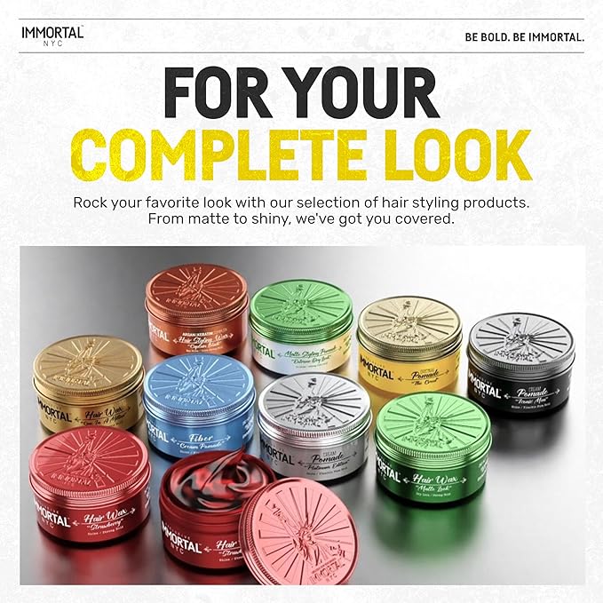 Immortal NYC The Creed Hair Pomade - Strong Hold, Max Shine, All Natural Water-Based Pomade for Men, No Residue, All Hair Types