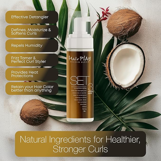 Hair Play Set #3 Hair Foam Mousse - Extra Hold Styling Foam for Frizz Control - Hair Mousse for Curls - Curl Defining Volumizing Mousse for Wavy Hair - 8 Fl Oz