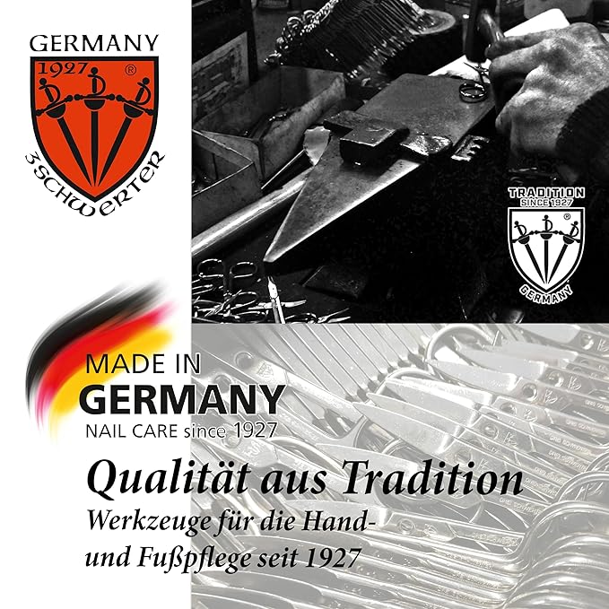 3 Swords Germany - brand quality 8 piece manicure pedicure grooming kit set synthetic leather case black - Made in Germany