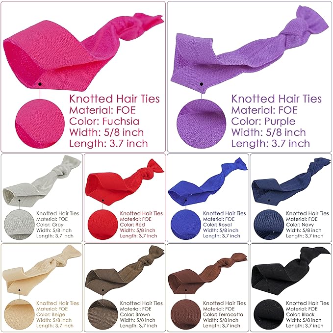 MEEDEE Women's Pastel Rainbow Hair Accessories: 100 Pack Knotted Soft Elastic Ribbon Hair Ties, No Crease, No Damage, Ouchless for Ponytails, Yoga, and Bracelets