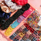 Hair Accessories Set - Scrunchies, Traceless Hair Ropes, Ties, Ponytail Holders, Rubber Bands for Girls, Women, Baby, and Kids (Deep Color, 2155 PCS)