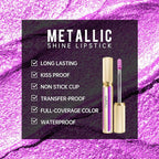 Purple Lipsticks for Women Metallic Lipstick Long Lasting Lip Gloss Metal Shine Lightweight Hydrating Full Coverage Lip Color, DP102 Piggy