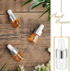 200 Pcs Mini Glass Oil Dropper Bottle Bulk, Clear Essential Small Empty Bottles Sample Containers Perfume Liquid Vials with Cap for Traveling (2 ml,Silver)