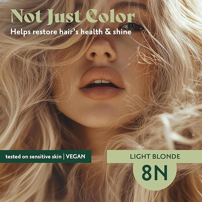 Herbatint Permanent Hair Dye For Women - 8N Light Blonde - For Up To 100% Gray Coverage of Resistant Gray Hair - Ammonia-Free, Alcohol-Free & Vegan - Salon Influenced Hair Color 5.75 fl oz