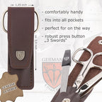 3 Swords Germany - brand quality 3 piece manicure pedicure grooming kit set for professional finger & toe nail care scissors file genuine leather case in gift box, Made in Solingen Germany (03744 )