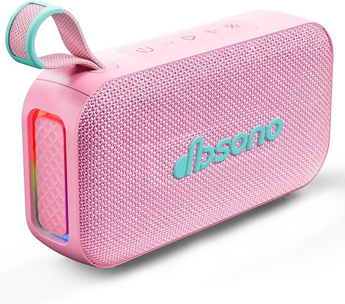 Bluetooth Speaker White Elephant Gifts: Christmas Stocking Stuffers for Men Adults Teens, 30H Playtime, Portable Wireless Speakers, Powerful Bass, Lightshow, Birthday Beach Vacation Essentials, Pink