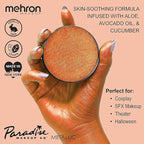 Mehron Paradise FX Metallics – Metallic Orange 1.4 oz | Professional Water Activated Shimmering Metallic Paint for Raves, Costumes, Special Effects, Halloween, Stage, Screen, Theater & Cosplay FX