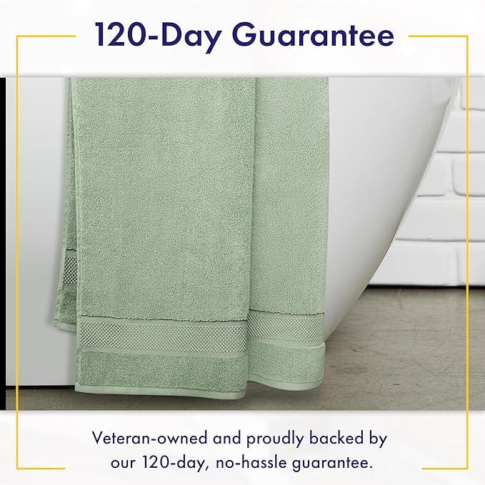 100% Organic Luxury Bath Sheets - GOTS Certified - Extra Large 35x70 Inches (Pack of 2) Zero-Twist, Long-Staple Cotton Bath Sheet Set (Eucalyptus Green)